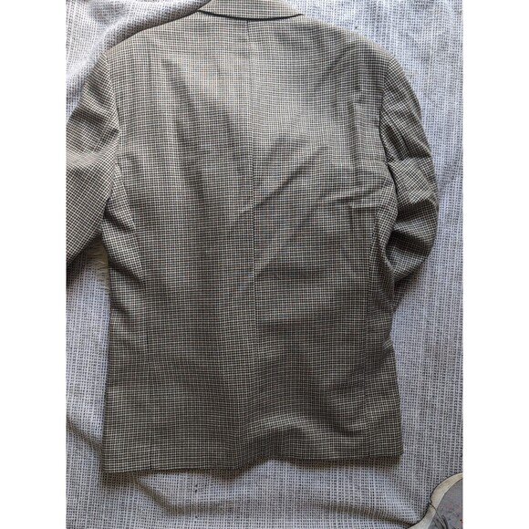 Jacobson's Men's 40 Tan Brown Check Silk Wool 3-Button Blazer Sport Coat Blazer - Picture 7 of 12